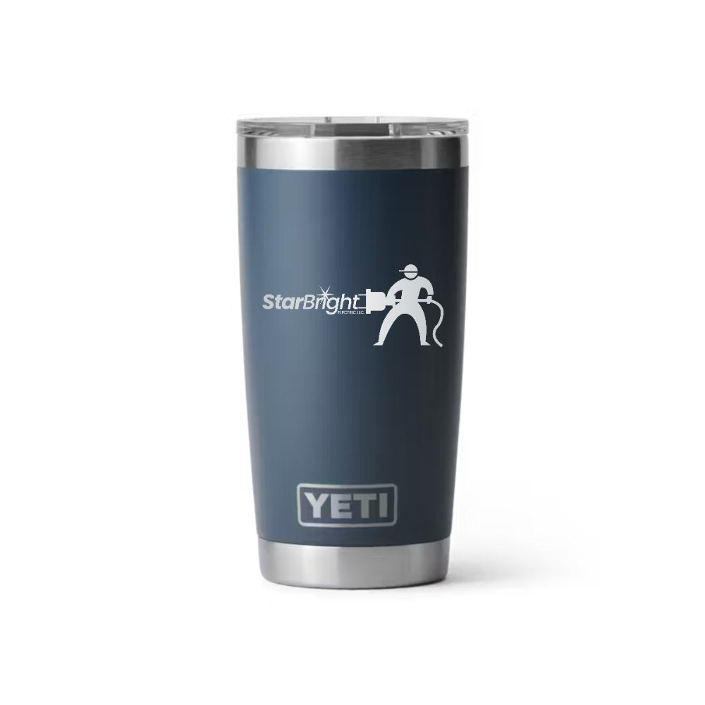 Star Bright Electric YETI 20 oz Rambler in Navy (sample mockup)