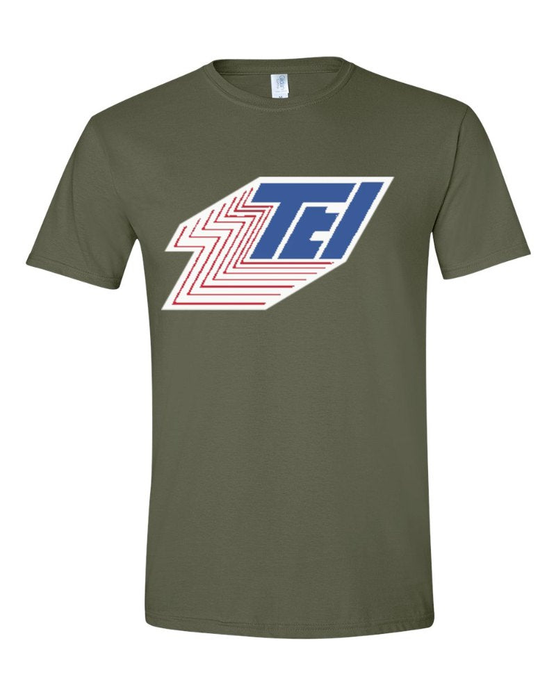 Thompson Electric Softstyle Tee in Military Green (sample mockup)