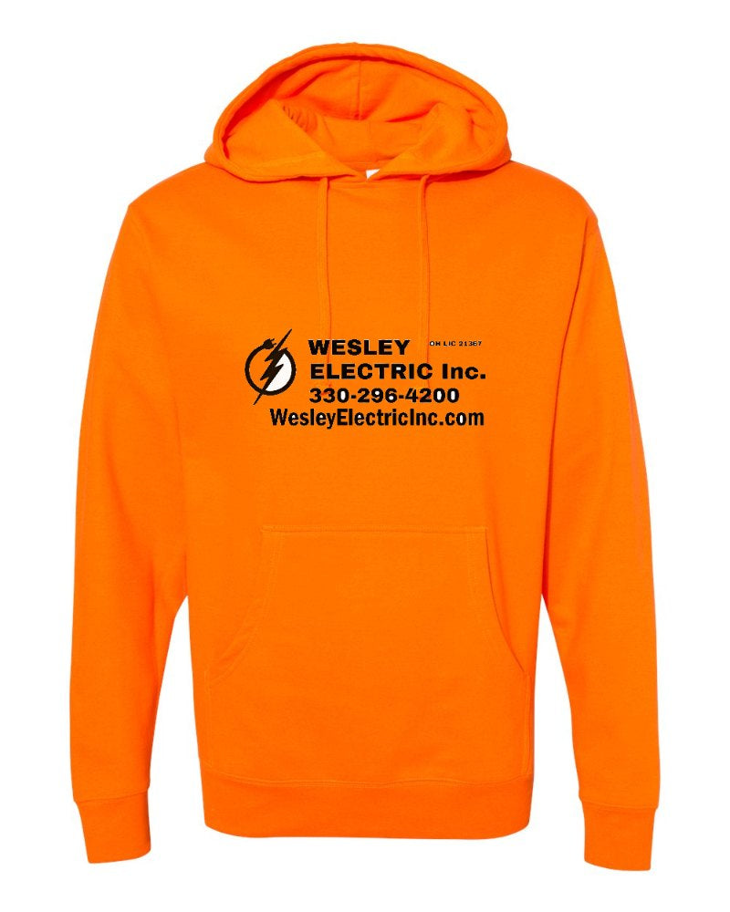 Wesley Electric Independent Trading Hoodie in Safety Orange (sample mockup)