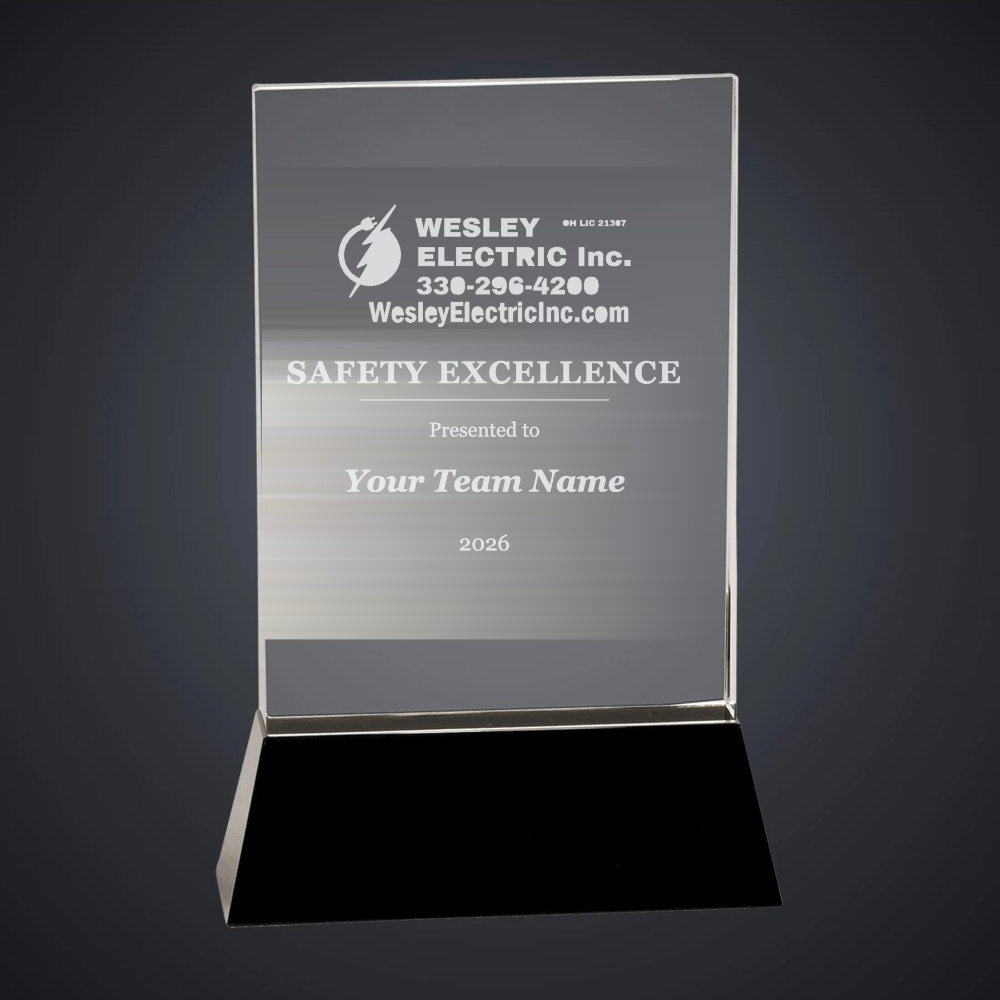 Wesley Electric Safety Excellence Crystal Award (sample mockup)