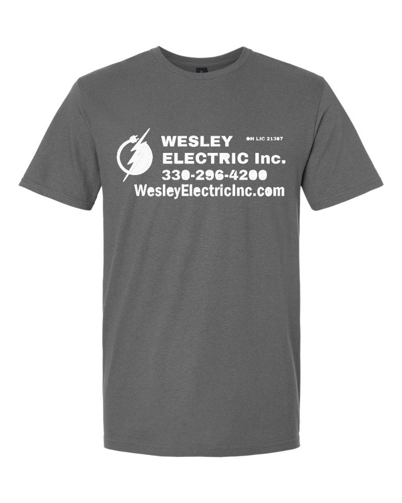 Wesley Electric Softstyle Tee in Charcoal (sample mockup)