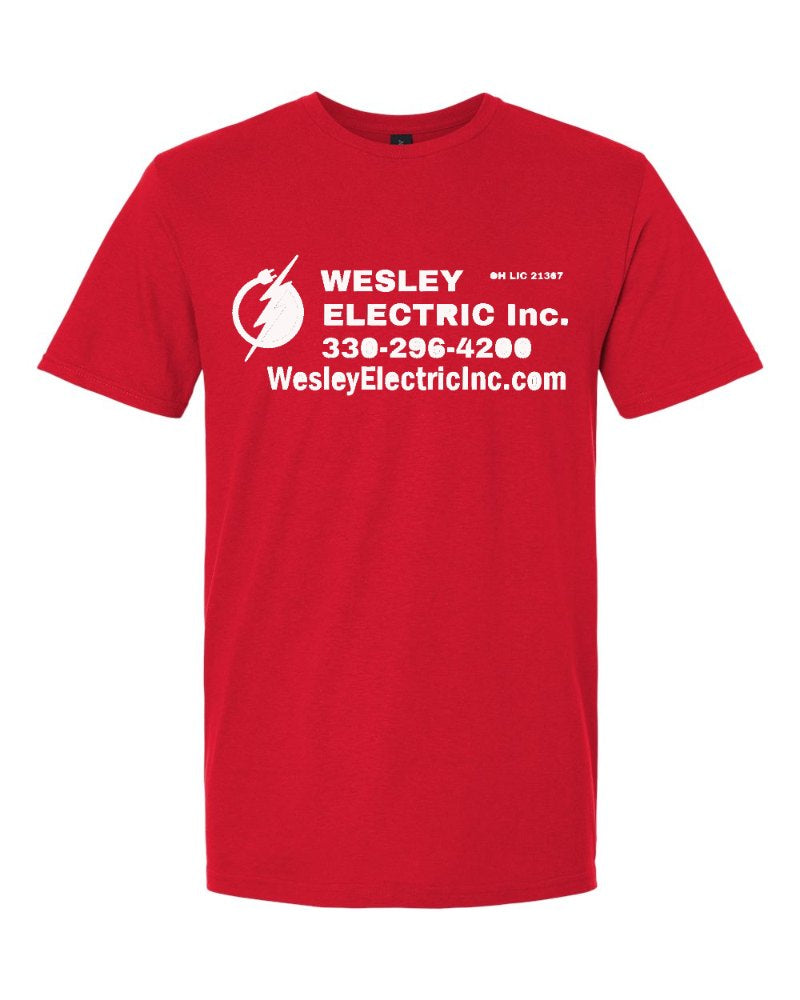 Wesley Electric Softstyle Tee in Red (sample mockup)